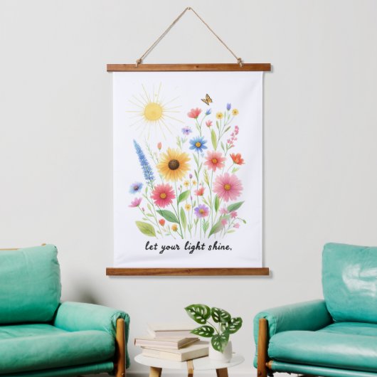 Laat je licht bloemen en zon schijnen hangend wandkleed (Woonkamer)