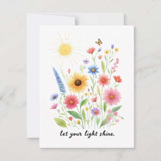 Laat je licht bloemen en zon schijnen kaart (Voorkant)