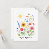 Laat je licht bloemen en zon schijnen kaart (Voorkant / Achterkant in situ)