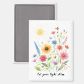 Laat je licht bloemen en zon schijnen magneet (Voorkant / Achterkant)