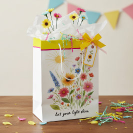 Laat je licht bloemen en zon schijnen medium cadeauzakje