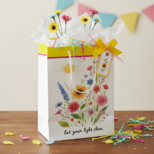 Laat je licht bloemen en zon schijnen medium cadeauzakje