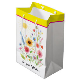 Laat je licht bloemen en zon schijnen medium cadeauzakje