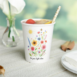 Laat je licht bloemen en zon schijnen papieren bekers