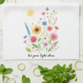 Laat je licht bloemen en zon schijnen theedoek (Gevouwen)