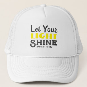 Laat je licht schijnen Bijbelvers Geel Mooie Witte Trucker Pet