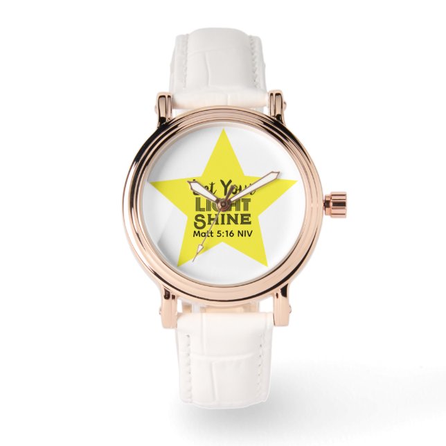 Laat je licht schijnen Bijbelvers Gele Ster Horloge (Voorkant)