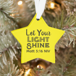 Laat je licht schijnen Bijbelvers Gele ster Ornament