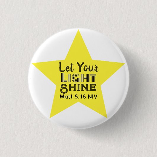Laat je licht schijnen Bijbelvers Gele Ster Ronde Button 3,2 Cm (Voorkant)