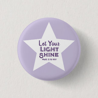 Laat je licht schijnen Bijbelvers witte ster paars Ronde Button 3,2 Cm