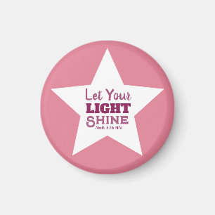 Laat je licht schijnen Bijbelvers witte ster roze Magneet