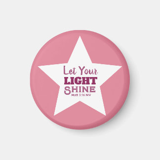 Laat je licht schijnen Bijbelvers witte ster roze Magneet