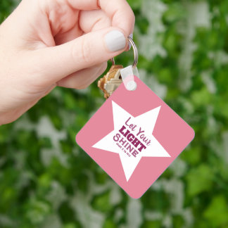 Laat je licht schijnen Bijbelvers witte ster roze Sleutelhanger