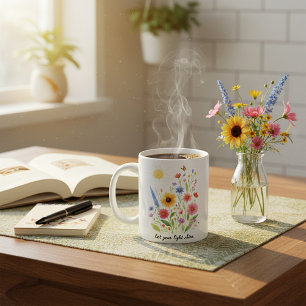 Laat je licht schijnen bloemen en zon gepersonalis koffiemok