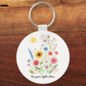 Laat je licht schijnen bloemen en zon monogram sleutelhanger (Voorkant)