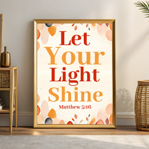 Laat je licht schijnen Boho Christelijke Wall Art  Poster