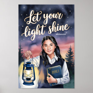 Laat je licht schijnen Christelijke Teen Girl Wall Poster