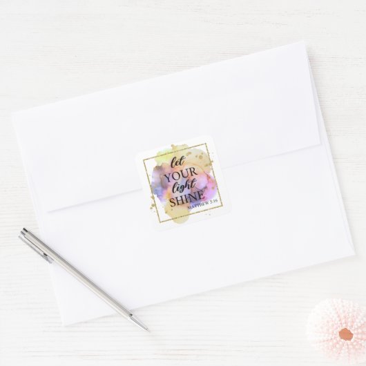Laat je licht schijnen vierkante sticker (Envelop)