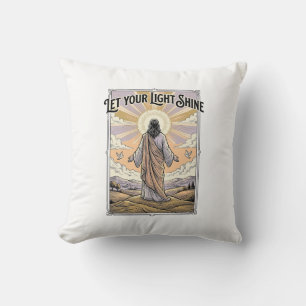 Laat je licht schijnen Vintage geloof Kussen