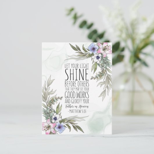 Laat je licht voor anderen schijnen, Matthew 5:16 Briefkaart (Staand voorkant)