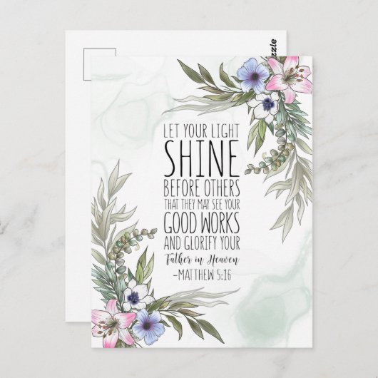 Laat je licht voor anderen schijnen, Matthew 5:16 Briefkaart (Voorkant / Achterkant)