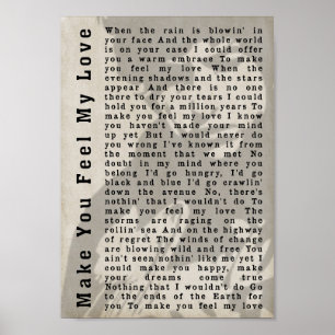 Laat je mijn liefdesschaduw voelen Song Lyric Prin Poster