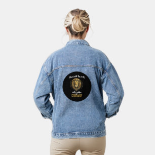 "Laat je moed stralen als een gouden leeuw." Denim Jacket