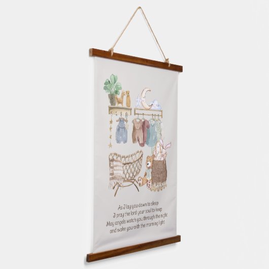 Laat je neerslapen in Prayer Boho Baby Nursery Hangend Wandkleed (Gebogen)