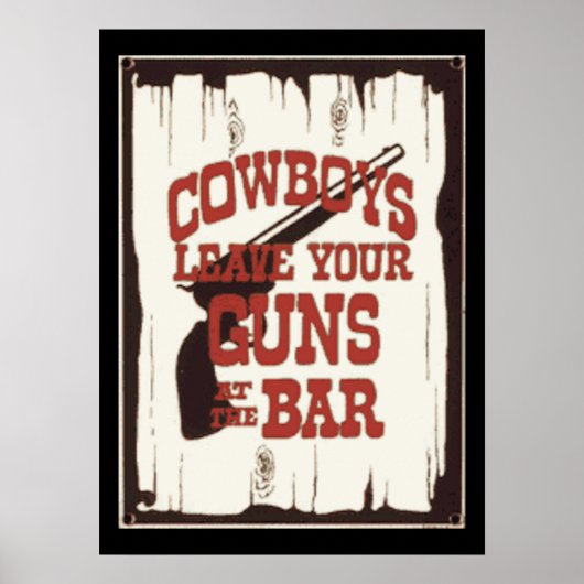 Laat je Pistool bij de bar Cowboy. Poster (Voorkant)