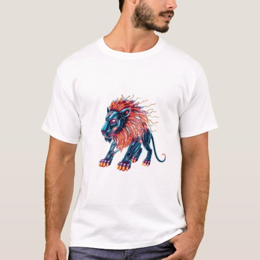 Laat je Roar Neon Robo Lion T-shirt los (Voorkant)