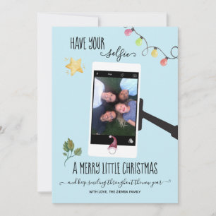 Laat je selfie een vrolijke kleine kerstfoto maken feestdagenkaart