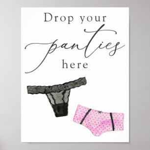 Laat Je Slipje Hier Lingerie Douche Bord Poster