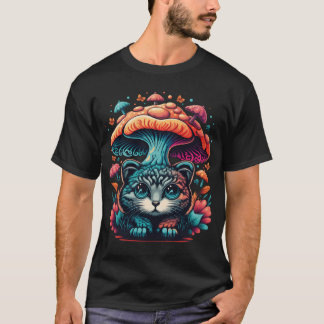 Laat je stijl zien met katten en paddenstoelen jon t-shirt
