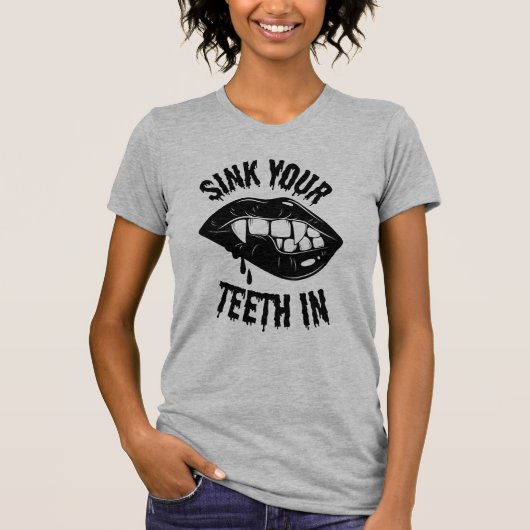 Laat je tanden zakken in Vampire Fangs T-shirt (Voorkant)