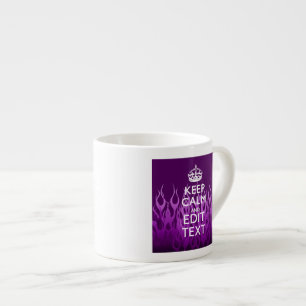 Laat je tekst Keep Calm zien op paarse racevlammen Espresso Kop