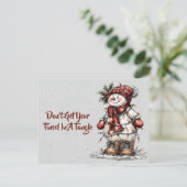 Laat je Tinsel niet in de knoop raken Sneeuwman Briefkaart (Staand voorkant)