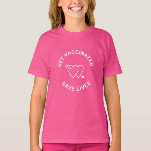 Laat je vaccineren red levens schattige harten kin t-shirt (Voorkant)