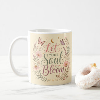Laat je ziel bloeien Boho wilde bloemen zachte roo Koffiemok