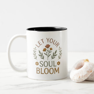 Laat je ziel bloeien Minimalistische bloemen Tweekleurige Koffiemok