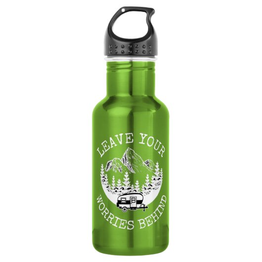 Laat je zorgen achter het Camping Life Waterfles (Voorkant)