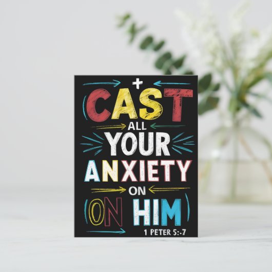 Laat je zorgen los, omarm de vrede briefkaart (Staand voorkant)