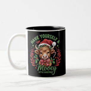 Laat Jezelf Een Koeie Kleine Kerstmis Hoogland Koe Tweekleurige Koffiemok