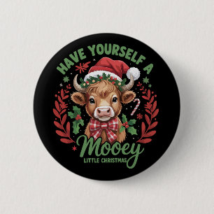 Laat jezelf een Mooey klein Kerstmis Hoogland Koe Ronde Button 5,7 Cm