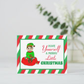 Laat jezelf een vrolijk klein kerstcadeau personal briefkaart (Staand voorkant)