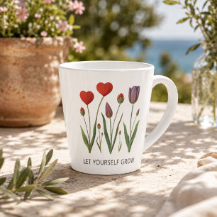 Laat Jezelf Groeien Bloemhart Tulpen Kunst Latte Mok