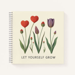 Laat jezelf groeien bloemhart tulpen kunst notitieboek