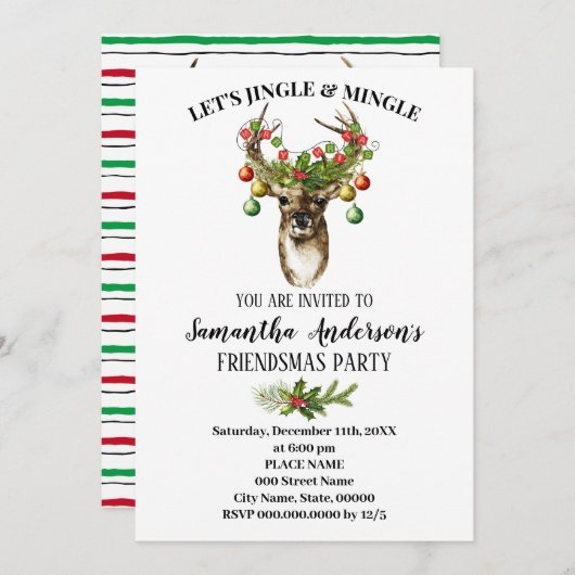 Laat Jingle & Mingle Vriendschappen als kerstfeest Kaart (Voorkant / Achterkant)