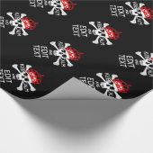 Laat Jouw tekst de Kalm Crossbones Skull op zwart  Cadeaupapier (Hoek)