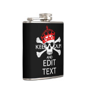 Laat Jouw tekst de Kalm Crossbones Skull op zwart  Heupfles (Rechts)