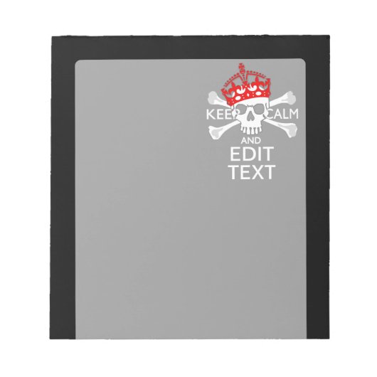 Laat Jouw tekst de Kalm Crossbones Skull op zwart  Notitieblok (Voorkant)